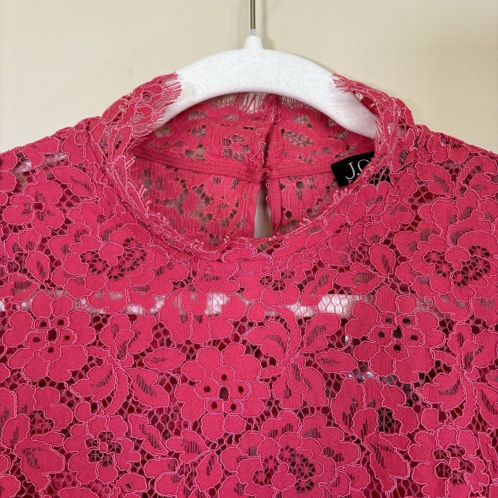 J. Crew Womens 2 Scalloped Mock Neck Laced Long Sleeve Top in Dragonfruit NWT - Picture 2 of 8
